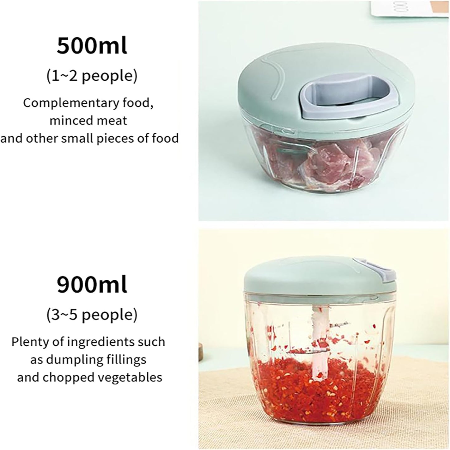 TRITATUTTO 500/900ML Manuale Aglio Chopper Tirare A Mano Presse Frantoio Smerigliatrice di Verdure Peperoncino Cipolla ™