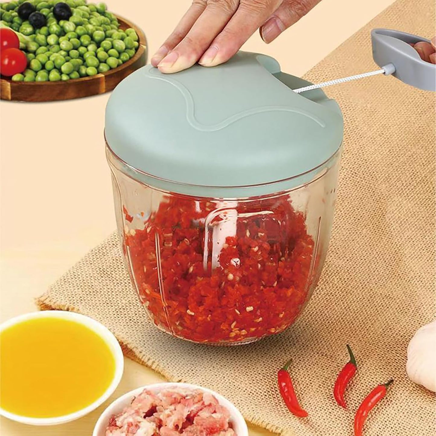 TRITATUTTO 500/900ML Manuale Aglio Chopper Tirare A Mano Presse Frantoio Smerigliatrice di Verdure Peperoncino Cipolla ™